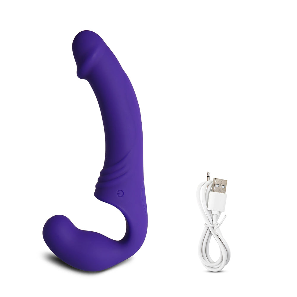 Multi Speed Rechargeable  Double Ended Penis Vibrator (purple) - Pleasure Malta