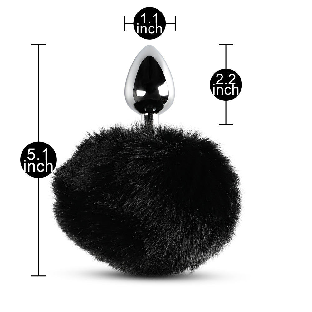 Metallic Anal Plug with Short Black Tail - Small Size - Pleasure Malta