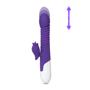 Purple Color 9 Speeds Rechargeable Silicone Thrusting Rabbit Vibrator with Rotation - Pleasure Malta