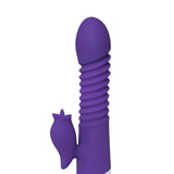 Purple Color 9 Speeds Rechargeable Silicone Thrusting Rabbit Vibrator with Rotation - Pleasure Malta