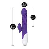 Purple Color 9 Speeds Rechargeable Silicone Thrusting Rabbit Vibrator with Rotation - Pleasure Malta
