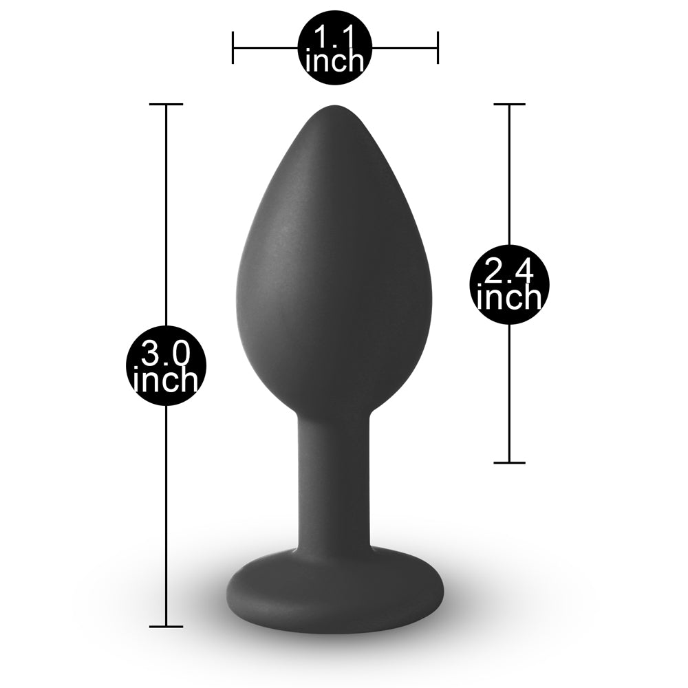 Black Anal Plug with Purple Diamond - Small Size Silicone - Pleasure Malta