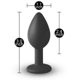 Black Anal Plug with Purple Diamond - Small Size Silicone - Pleasure Malta