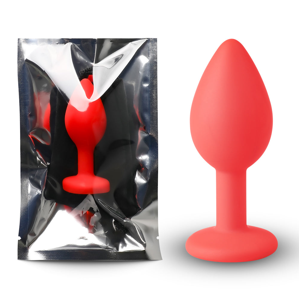 Small Size Silicone Anal Plug with Red Diamond - Pleasure Malta