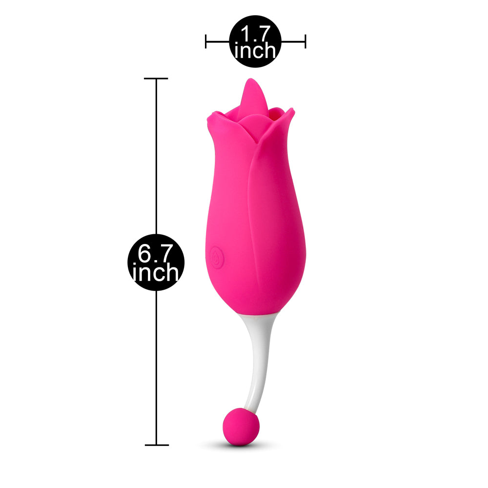 7-Function  Silicone Rose Massager with Tongue - Pleasure Malta