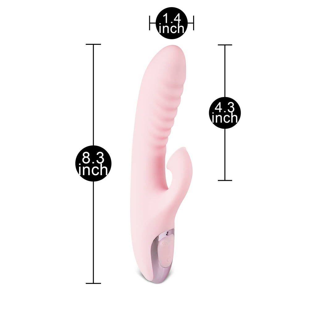 20-Speed Pink Color Silicone Rabbit Vibrator with Clitoral Sucking Stimulator - Pleasure Malta