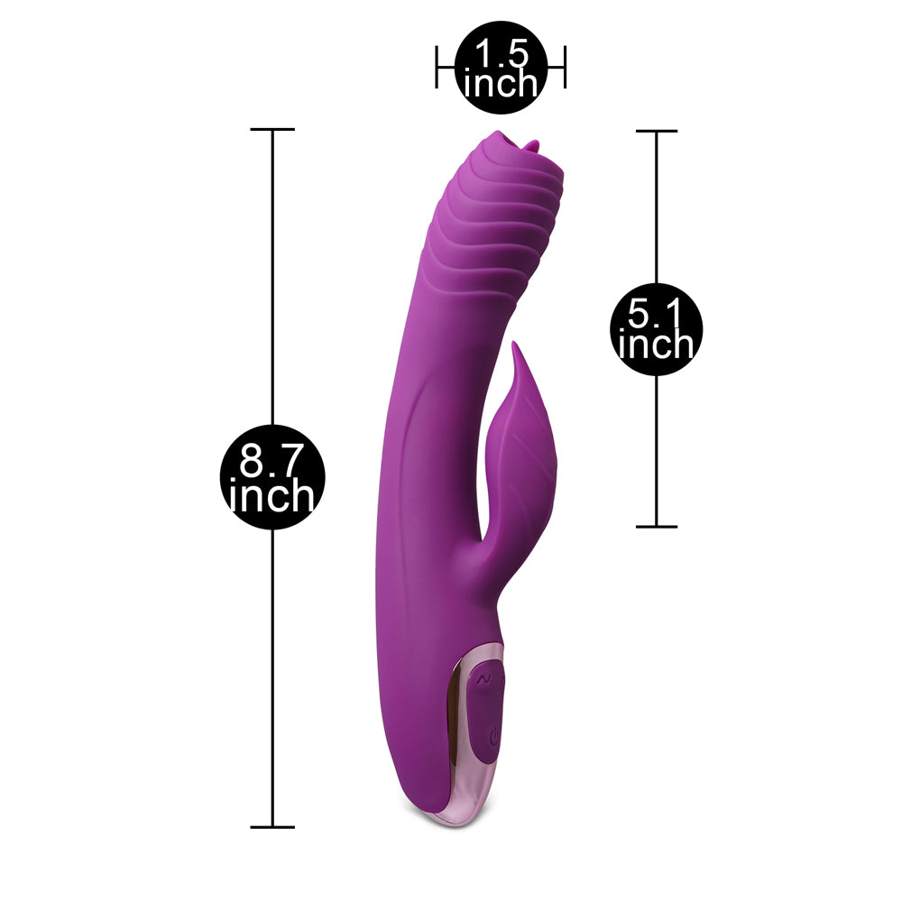 20-Speed Silicone Rabbit Vibrator with Vibrating Tongue - Pleasure Malta