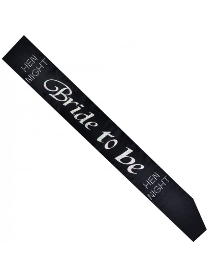 Black And Diamante Bride To Be Sash - Pleasuremalta