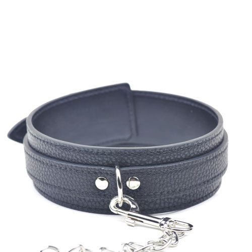 Black Embossed Bondage leash Collar - Pleasure Malta
