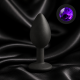 Black Anal Plug with Purple Diamond - Small Size Silicone (ANA009)