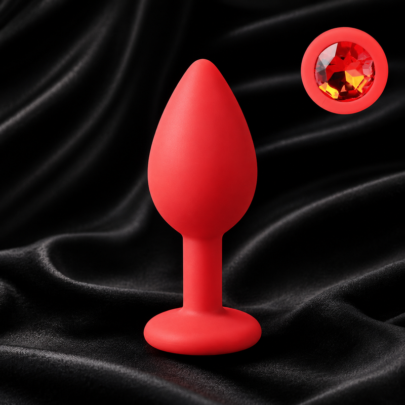 Small Size Silicone Anal Plug with Red Diamond (ANA010) - Pleasure Malta