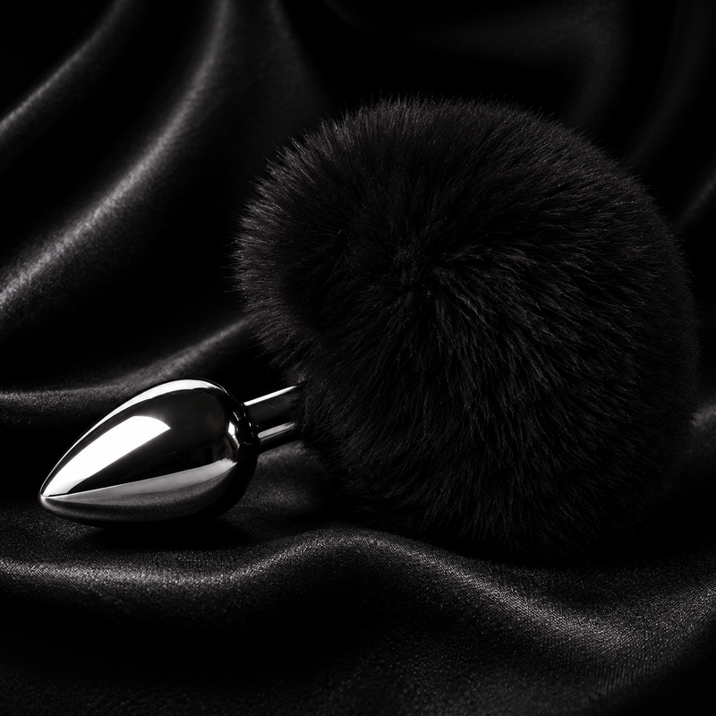 Metallic Anal Plug with Short Black Tail - Small Size (ANA013) - Pleasure Malta