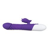 Purple Color 9 Speeds Rechargeable Silicone Thrusting Rabbit Vibrator with Rotation - Pleasure Malta