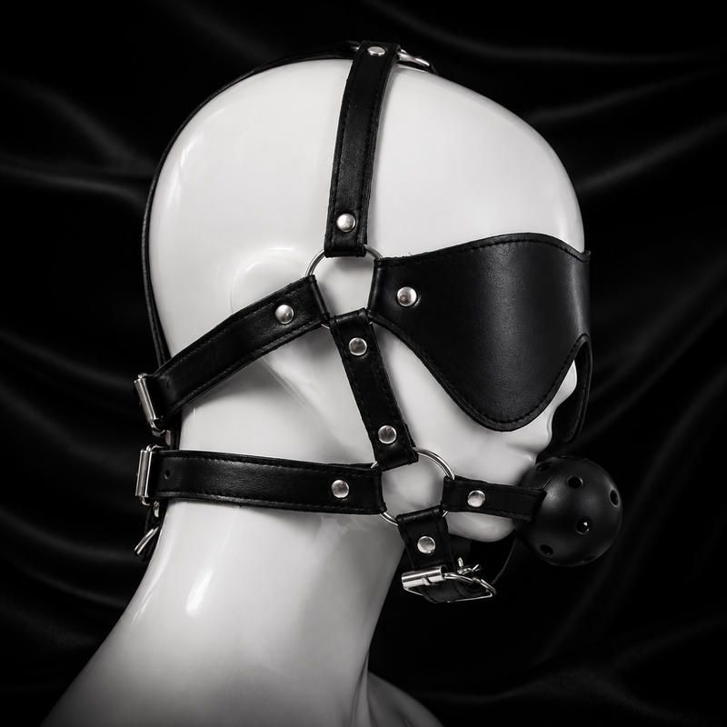 Black Mask with Ball Gag (TOYS029) - Pleasure Malta
