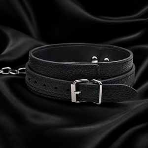 Black Embossed Bondage leash Collar (TOYS049) - Pleasure Malta
