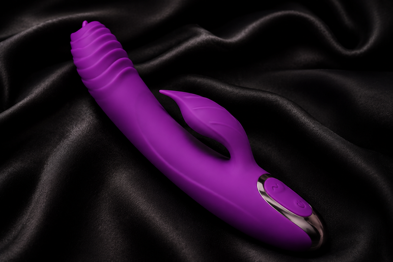 20-Speed Silicone Rabbit Vibrator with Vibrating Tongue (VIB018) - Pleasure Malta
