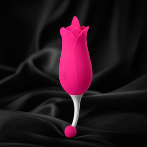 7-Function  Silicone Rose Massager with Tongue (VIB022)