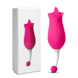 7-Function  Silicone Rose Massager with Tongue - Pleasure Malta