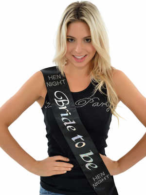 Black And Diamante Bride To Be Sash - Pleasuremalta